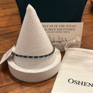 Oshena designer beachwear radiant faceted Blue tennis Bracelet FREE Jewelry BOX!